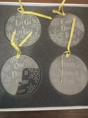 Holiday Glass Ornament Set - Clear alcoholics anonymous